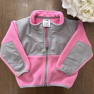 The North Face Gray and Pink Fleece Jacket 6-12m